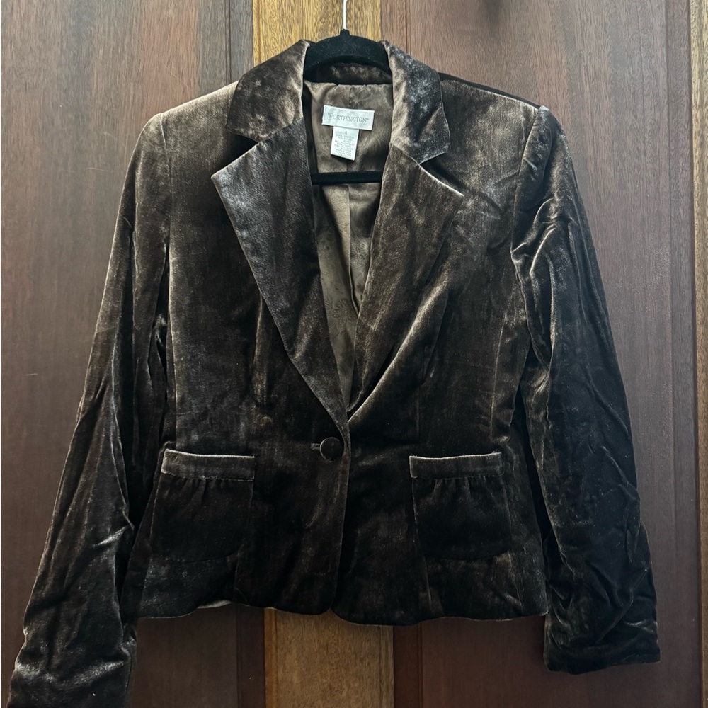 Worthington Dark Brown Velvet Blazer